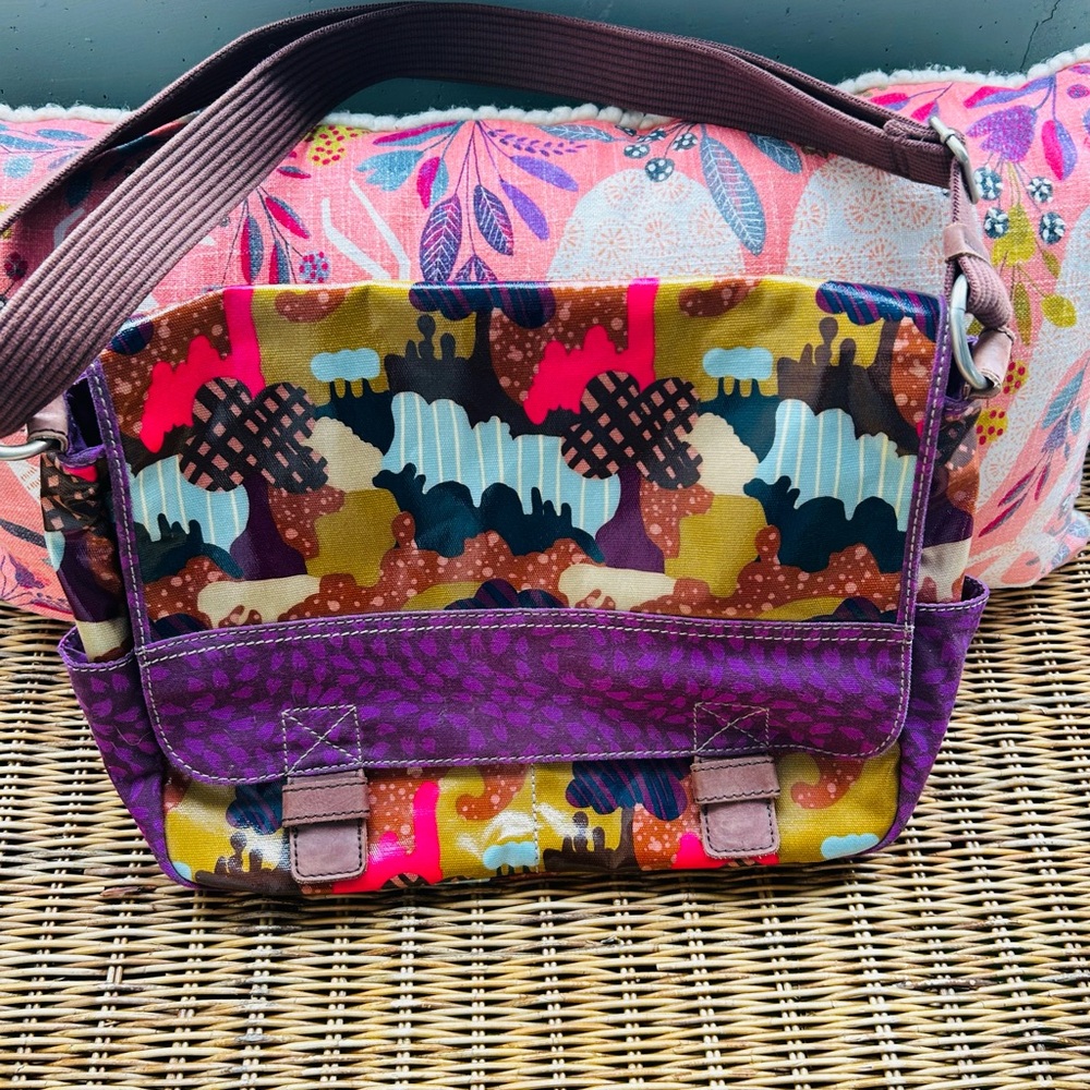 Fossil Artistic Purple and Brown Shoulder/ Book Bag